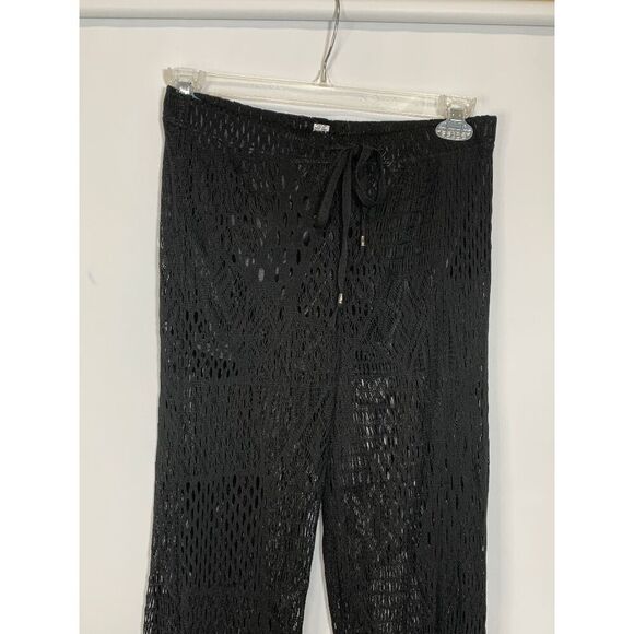 Golden Black Women's Mesh Net Bohemian Swimsuit Cover Up Pants Black Size Large - Picture 1 of 5